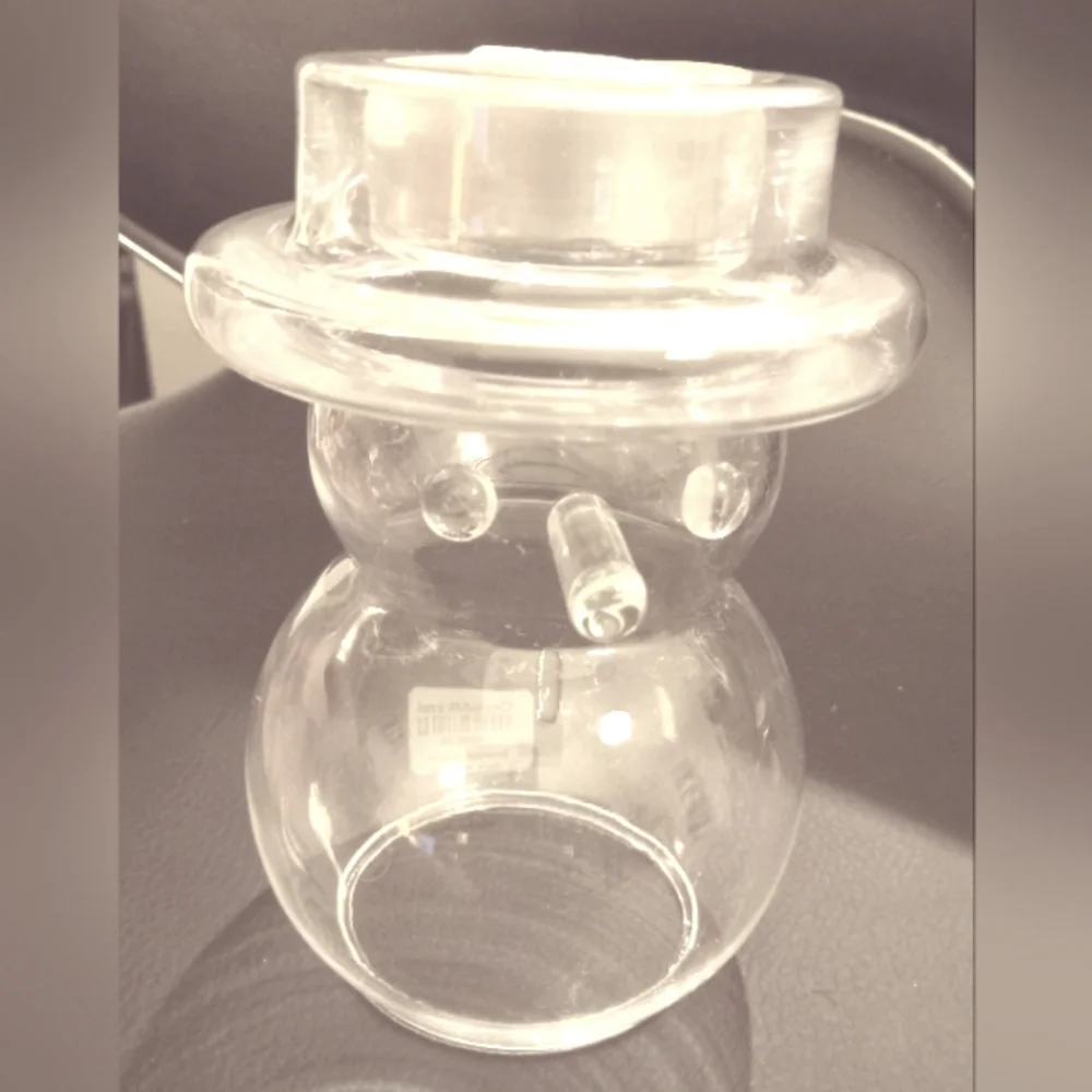 Crate&Barrel Glass Snowman Candle Holder